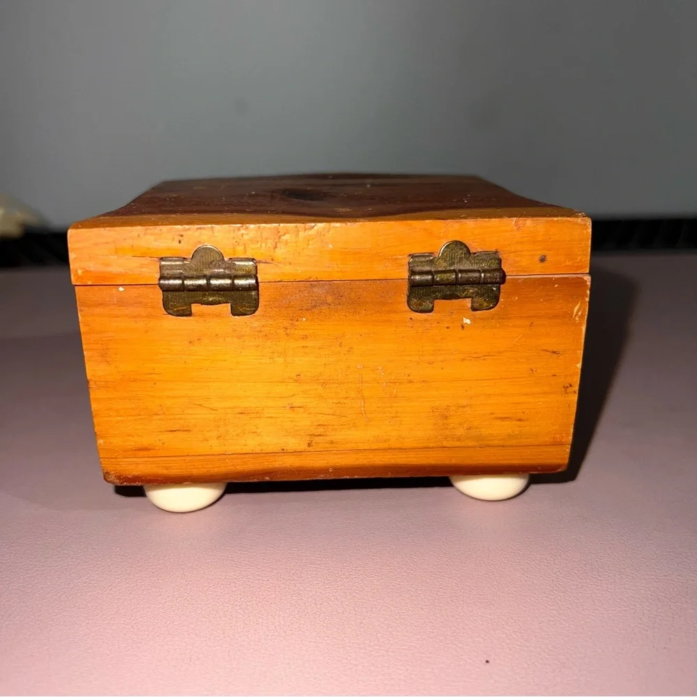 Vintage Handcrafted Jewelry Box W/ Hook Lock 